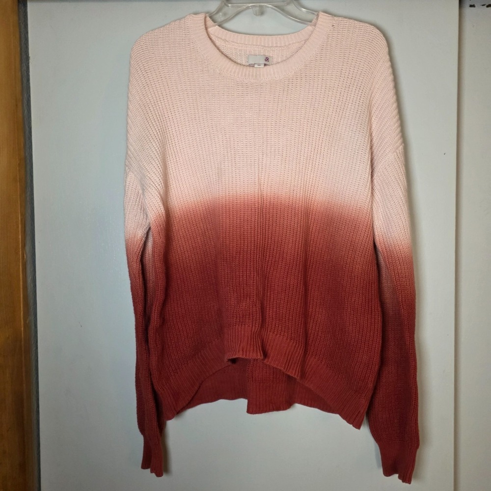 Ombre SO Women's Ombre Sweater 100% Cotton Size M Knit Warm Cozy Fall Cabin